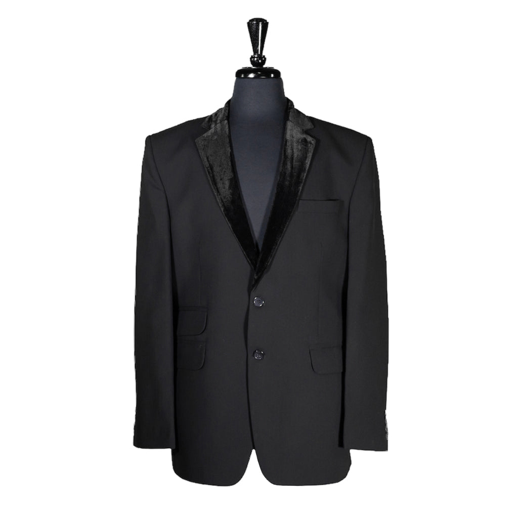 Wintage Men's Premium Velvet Notch Lapel Tuxedo Coat Blazer Jacket: Black