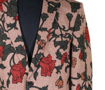 Mens Blazer Beige Red Green Floral Wool Dress Formal 2 Button Jacket Wedding Sport Coat 42R