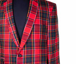 Mens Blazer Red Green Tartan Plaid Wool Dress Formal Suit Jacket Wedding Sport Coat 42R