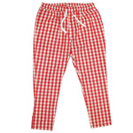 Mens Pants Joggers Red White Plaid Check Cotton Drawstring Loose Harem Casual XL