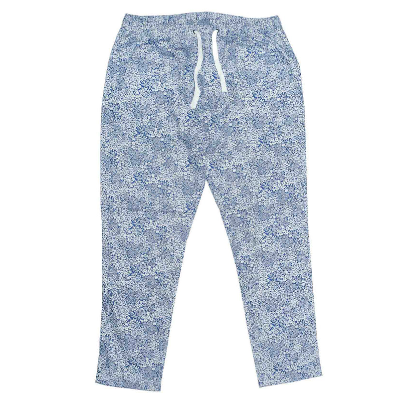 Mens Pants Joggers Blue White Floral Drawstring Loose Harem Casual Beach XL