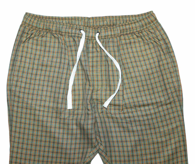 Mens Pants Joggers Green Orange Plaid Drawstring Loose Harem Casual Beach XL