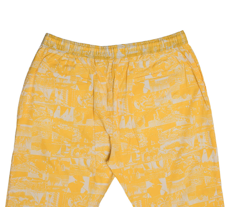 Mens Pants Joggers Yellow Graphic Nautical Drawstring Harem Casual Beach Large