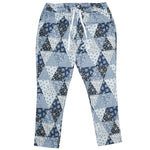 Mens Pants Joggers Blue Geometric Cotton Drawstring Loose Harem Casual Beach XL