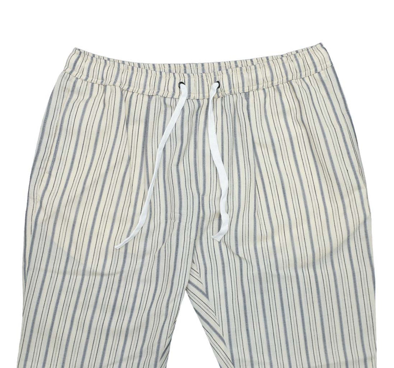 Mens Pants Jogger Beige Gray Striped Drawstring Loose Harem Casual Beach Medium