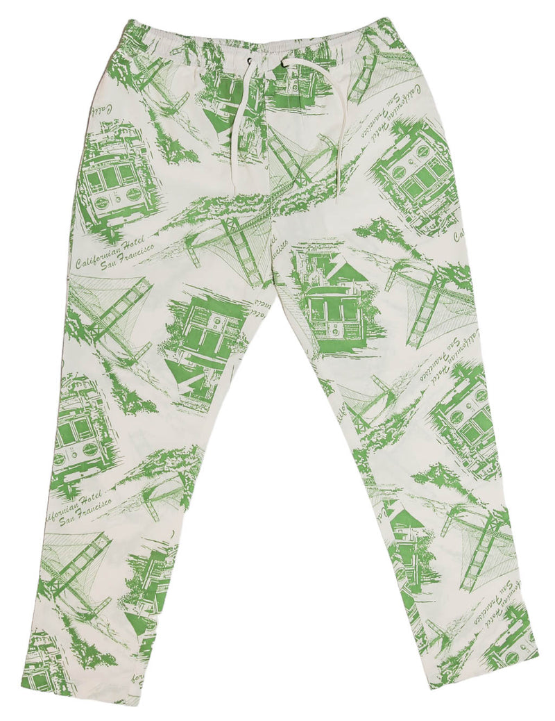 Mens Pants Joggers Green White Graphic Drawstring Loose Harem Casual Beach Large