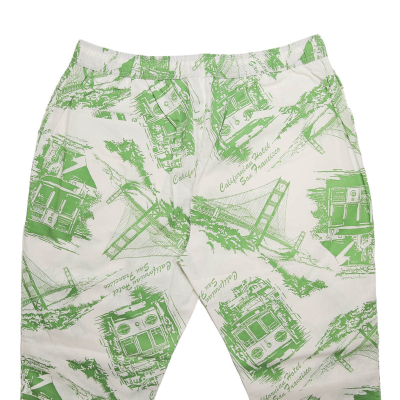 Mens Pants Joggers Green White Graphic Drawstring Loose Harem Casual Beach Large