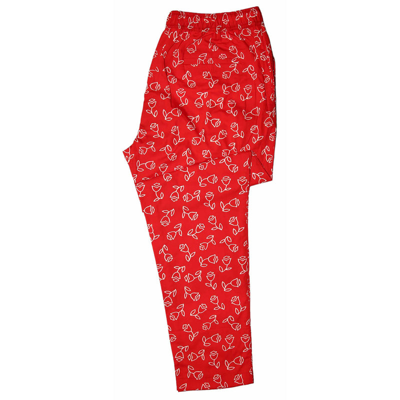 Mens Pants Joggers Red White Floral Drawstring Loose Harem Casual Beach Large