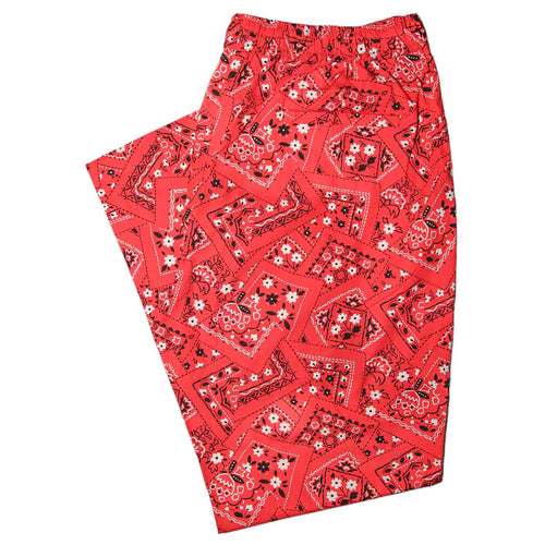 Mens Pants Joggers Red Black Floral Bandana Drawstring Loose Harem Casual Large