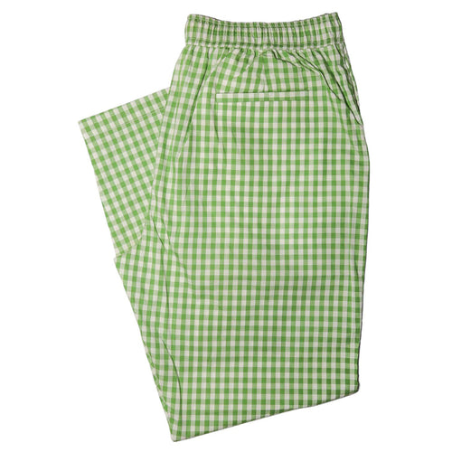 Mens Pants Joggers Green White Check Plaid Drawstring Loose Casual Beach Large