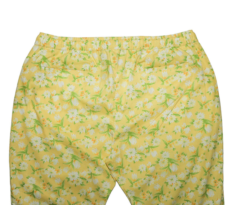 Mens Pants Joggers Yellow Green Floral Drawstring Loose Harem Casual Beach XL