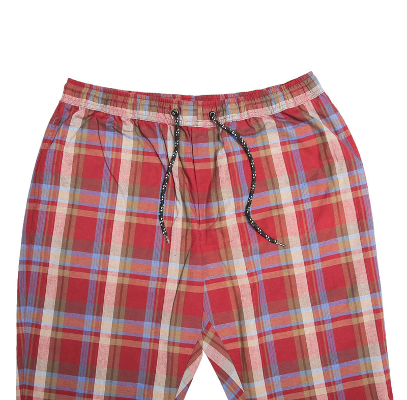 Mens Pants Joggers Red Plaid Check Drawstring Loose Harem Casual Beach Large