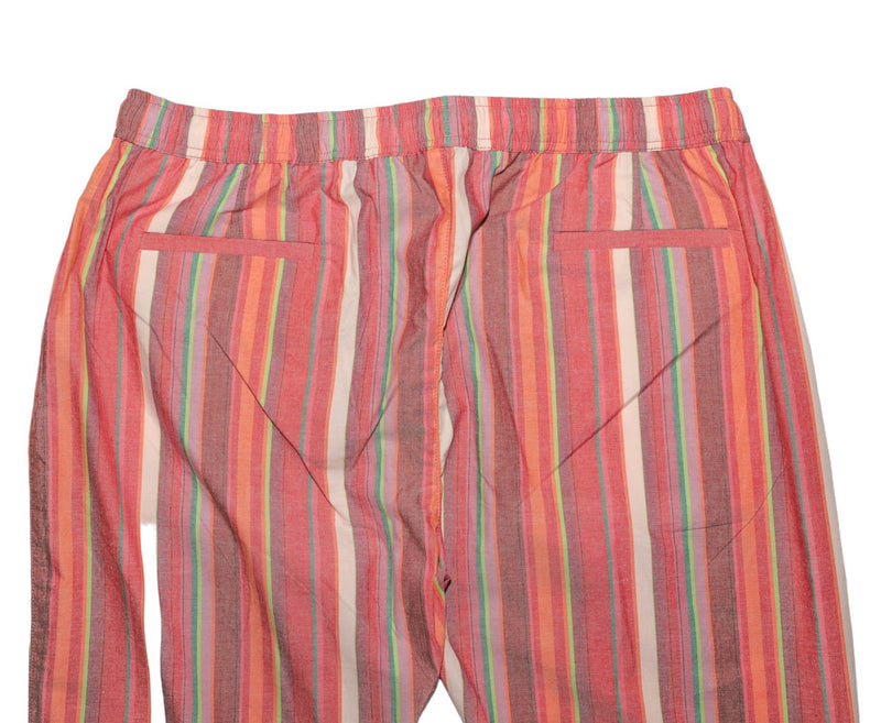 Mens Pants Joggers Pink Purple Orange Striped Drawstring Harem Casual Beach XL