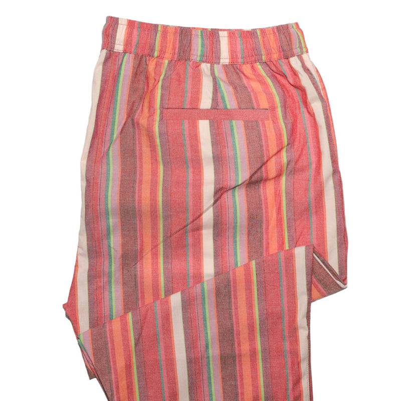 Mens Pants Joggers Pink Purple Orange Striped Drawstring Harem Casual Beach XL