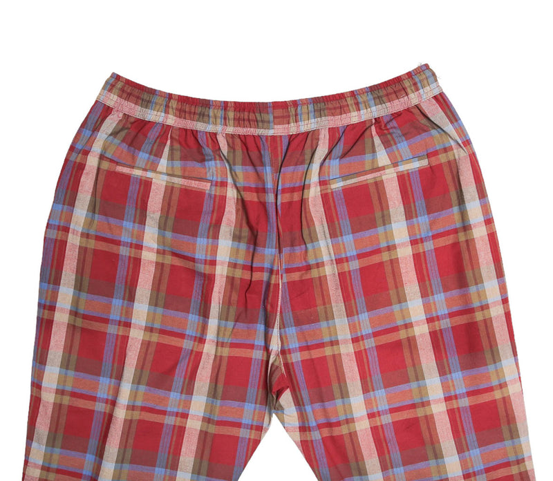 Mens Pants Joggers Red Plaid Check Drawstring Loose Harem Casual Beach Large