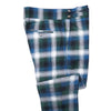 Mens Gurkha Pants Blue White Green Plaid Check Wool Slim Straight Flat Front 34