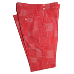 Men's Gurkha Pants Red Abstract Slim Fit High Waist Flat Front Dress Trousers 36