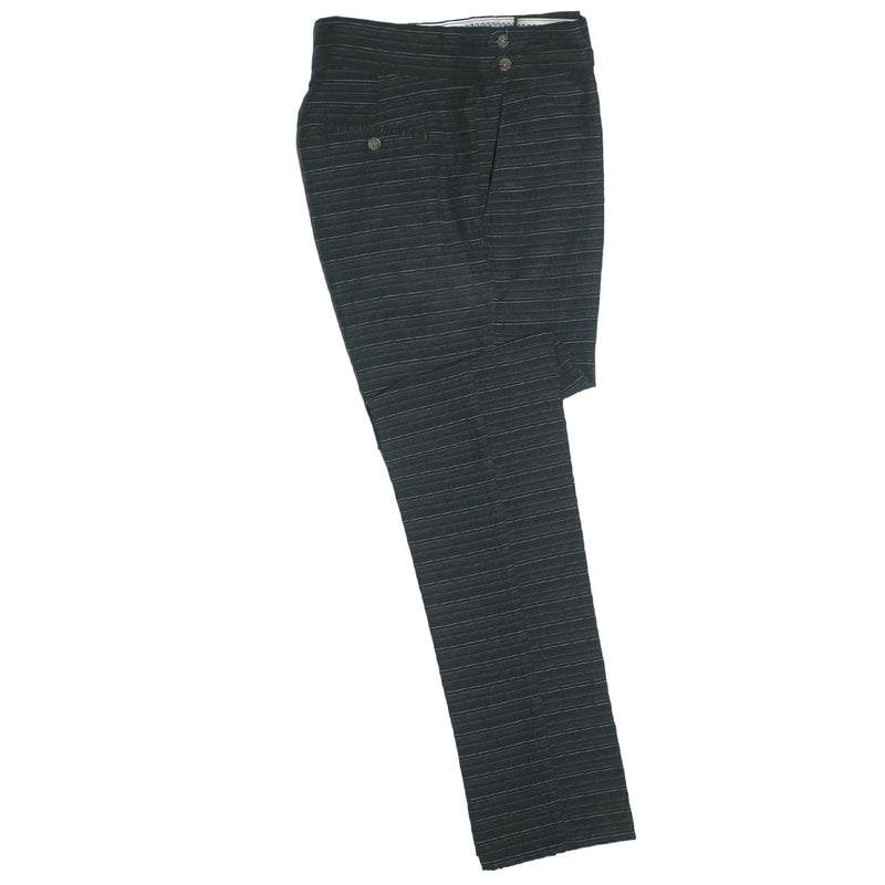 Mens Gurkha Pants Gray Blue Striped Slim High Waist Flat Front Dress Trousers 34