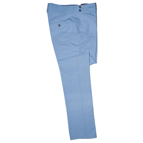 Mens Gurkha Pants Light Blue Textured Slim Straight High Waist Flat Front 34