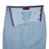 Mens Gurkha Pants Blue White Striped Cotton High Waist Flat Front Trousers 34