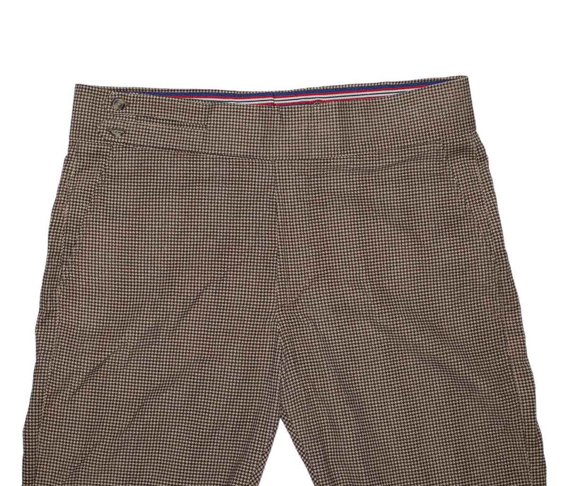 Mens Gurkha Pants Brown Check Corduroy Slim Straight High Waist Flat Front 34