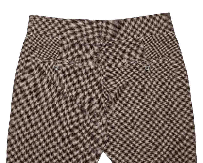 Mens Gurkha Pants Brown Check Corduroy Slim Straight High Waist Flat Front 34