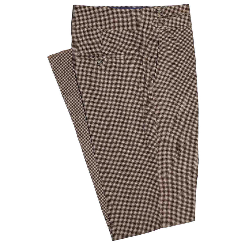 Mens Gurkha Pants Brown Check Corduroy Slim Straight High Waist Flat Front 34