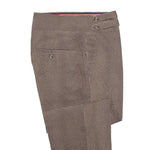 Mens Gurkha Pants Brown Check Corduroy Slim Straight High Waist Flat Front 34