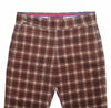 Mens Gurkha Pants Brown Plaid Corduroy Slim Straight High Waist Flat Front 34