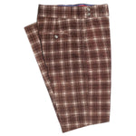 Mens Gurkha Pants Brown Plaid Corduroy Slim Straight High Waist Flat Front 34