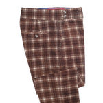 Mens Gurkha Pants Brown Plaid Corduroy Slim Straight High Waist Flat Front 34