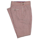 Mens Gurkha Pants Red White Plaid Check Slim Straight High Waist Flat Front 34