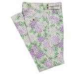 Mens Gurkha Pants Purple Green Floral Slim Straight High Waist Flat Front 32