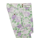 Mens Gurkha Pants Purple Green Floral Slim Straight High Waist Flat Front 32