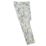 Mens Gurkha Pants Purple Green Floral Slim Straight High Waist Flat Front 32