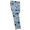 Mens Gurkha Pants Blue Geometric Abstract Slim Straight High Waist Flat Front 32