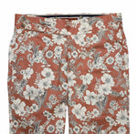 Mens Gurkha Pants Clay Brown Beige Floral Slim Straight High Waist Flat Front 32