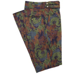 Mens Gurkha Pants Brown Green Floral Wool Slim Straight High Waist Flat Front 32