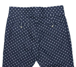 Mens Gurkha Pants Blue Polka Dot Slim High Waist Flat Front Denim Trousers 32