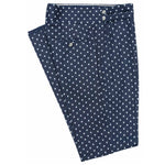 Mens Gurkha Pants Blue Polka Dot Slim High Waist Flat Front Denim Trousers 32