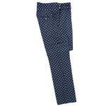 Mens Gurkha Pants Blue Polka Dot Slim High Waist Flat Front Denim Trousers 32