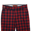 Mens Gurkha Pants Red Blue Plaid Check Slim High Waist Flat Front Trousers 32