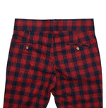 Mens Gurkha Pants Red Blue Plaid Check Slim High Waist Flat Front Trousers 32