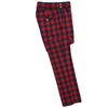 Mens Gurkha Pants Red Blue Plaid Check Slim High Waist Flat Front Trousers 32