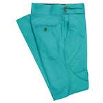 Mens Gurkha Pants Turquoise Slim Straight High Waist Flat Front Trousers 32