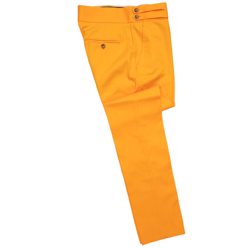 Mens Gurkha Pants Orange Cotton Slim High Waist Flat Front Dress Trousers 32