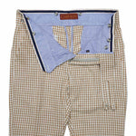 Mens Gurkha Pants Beige Check Plaid Slim High Waist Flat Front Chino Trousers 32