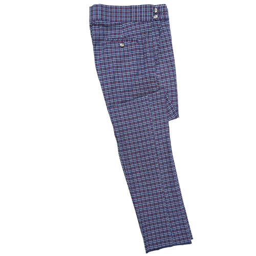 Mens Gurkha Pants Blue Red Beige Plaid Check Cotton Slim Straight High Waist 32