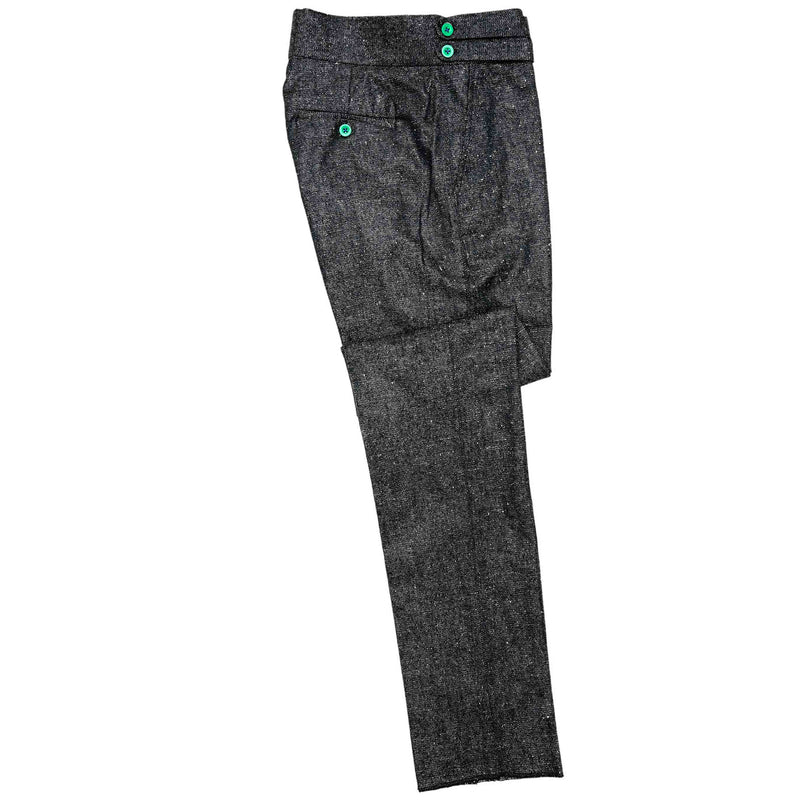 Mens Gurkha Pants Gray Textured Slim Straight High Waist Flat Front Trousers 32