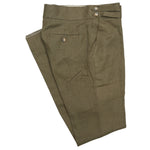 Mens Gurkha Pants Olive Green Slim Straight High Waist Flat Front Trousers 32